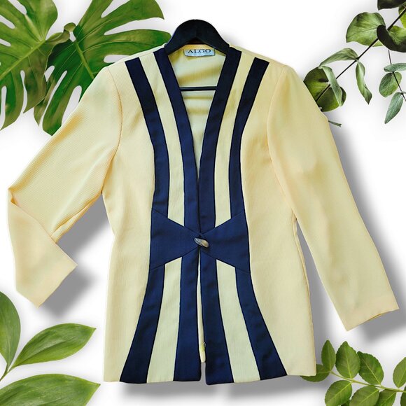 Vintage Yellow Blazer + Tank set, sz Small - Picture 1 of 17